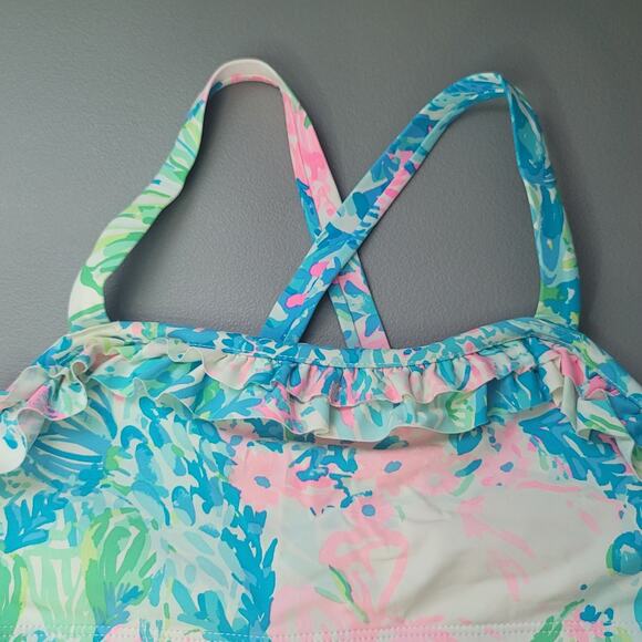 Lilly Pulitzer Swim top Girls size 14 ruffle - top only - Picture 2 of 4